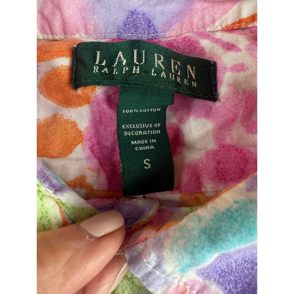 Lauren Ralph Lauren Floral Button‎ Down Shirt Womens Size S Colorful Cotton - Picture 5 of 10